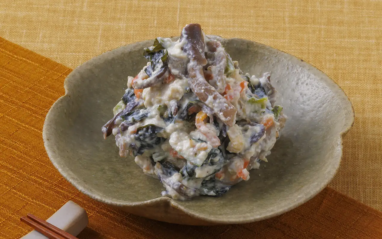 ひらたけと小松菜の白和え